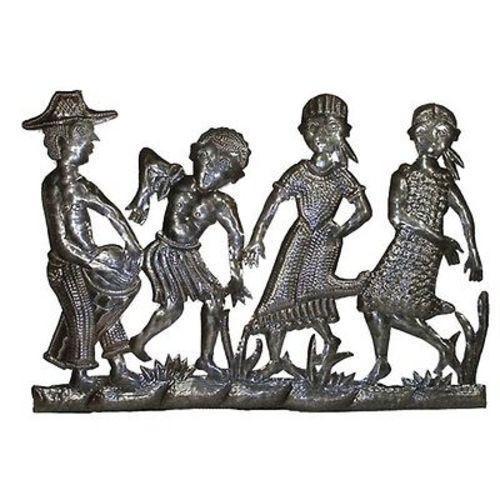 Haitian Metal Peasant Band Wall Hanging - Oil Drum Art Handmade and Fair Trade