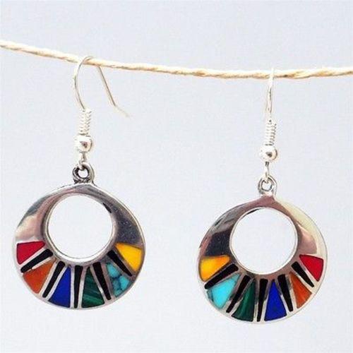 Mosaic Flat Hoop Earrings Handmade and Fair Trade