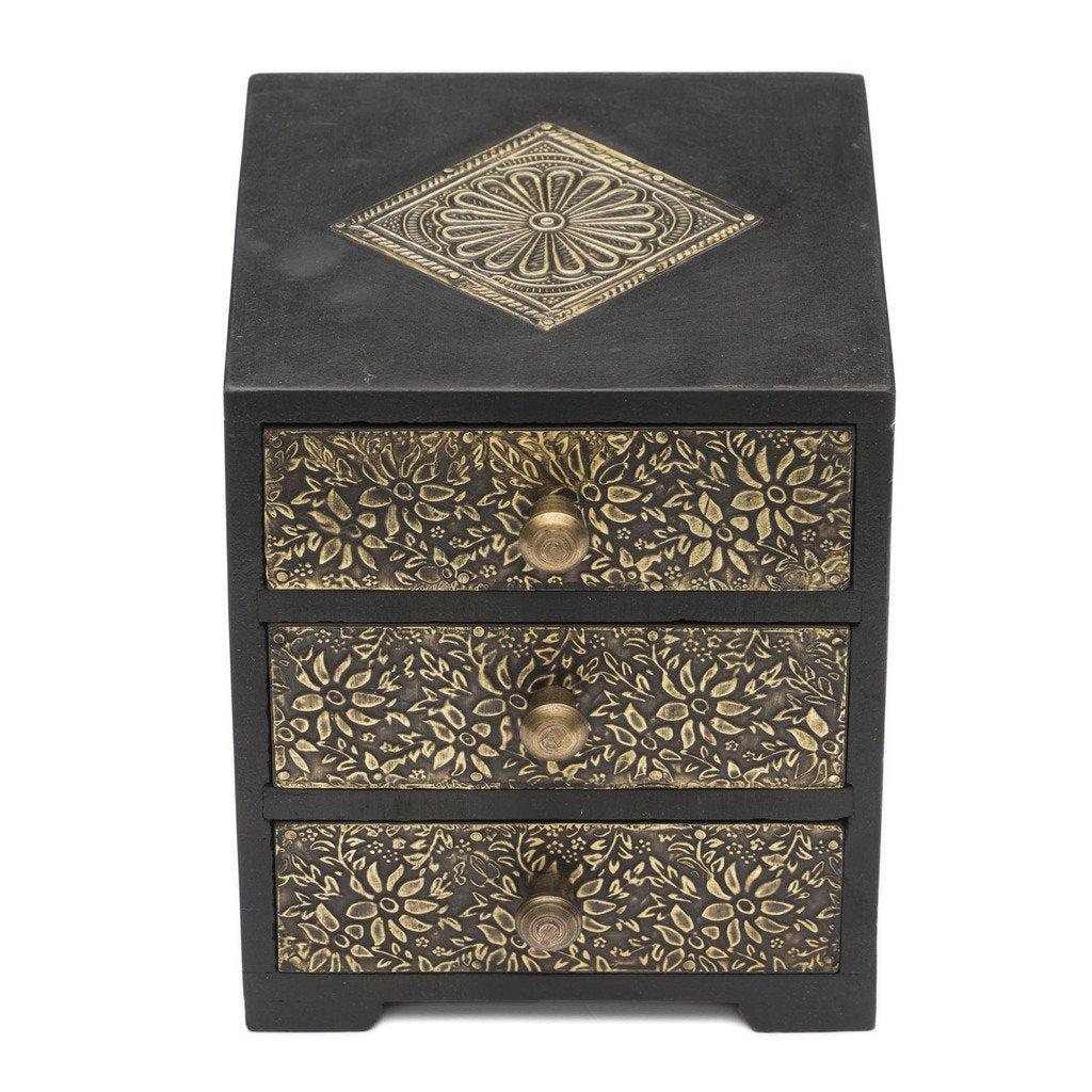 Golden Metal and Wood Keepsake Box - Matr Boomie (B)