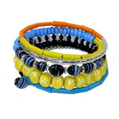 Five Turn Bead and Bone Bracelet - Multicolored - CFM