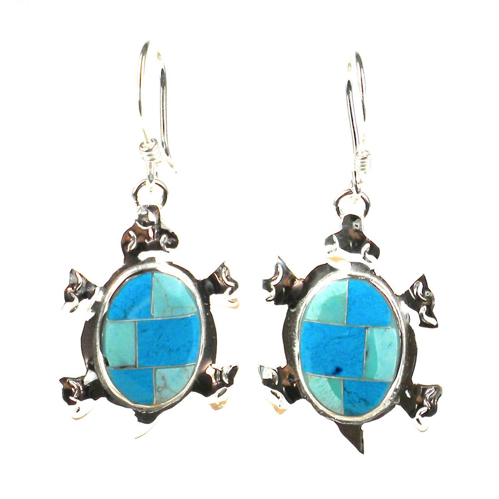 Turtle Earrings with Turquoise Design - Artisana