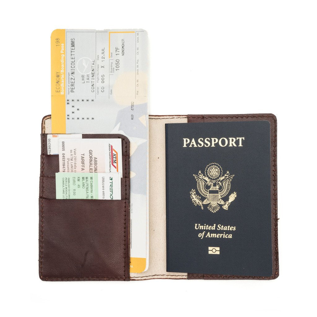 Sustainable Leather Passport Wallet - Brown - Matr Boomie (W)