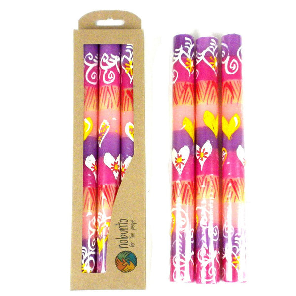 Tall Hand Painted Candles - Three in Box - Ashiki Design - Nobunto