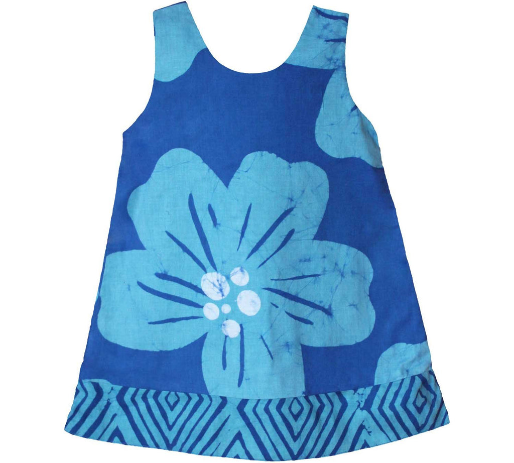 Girls Reversible Dress Giant Flower Teal - Global Mamas (C)