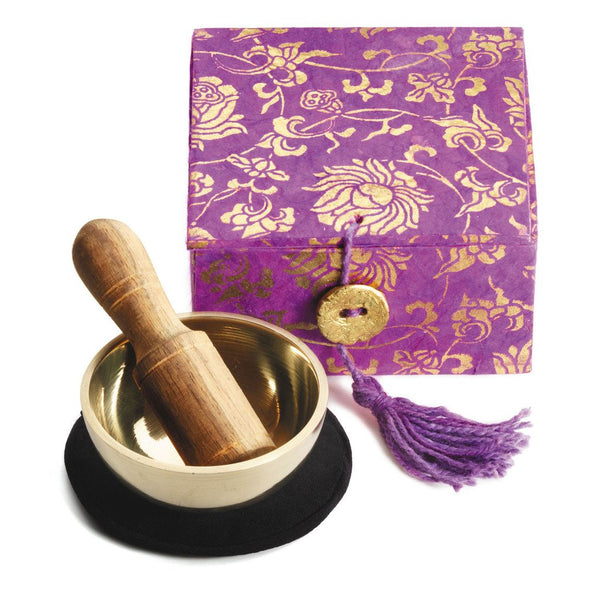 Mini Meditation Bowl Box: 2" Lotus, Purple - DZI (Meditation)