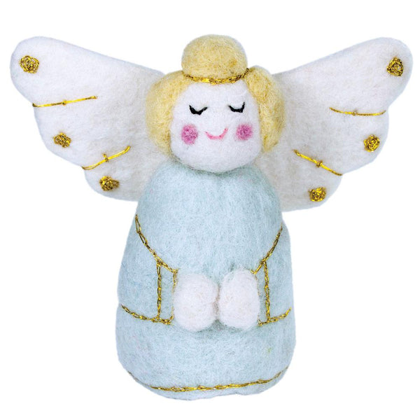 Blue Golden Angel Felt Ornament - Wild Woolies (H)