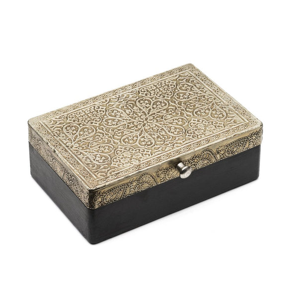 Silver Metal and Wood Treasure Box - Large - Matr Boomie (B)