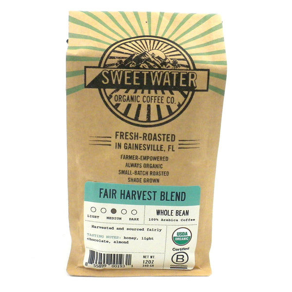 Fair Harvest Blend Organic Coffee 12oz Beans - Sweetwater Coffee